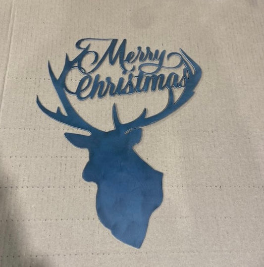Merry Christmas Moose Head CNC Cutout